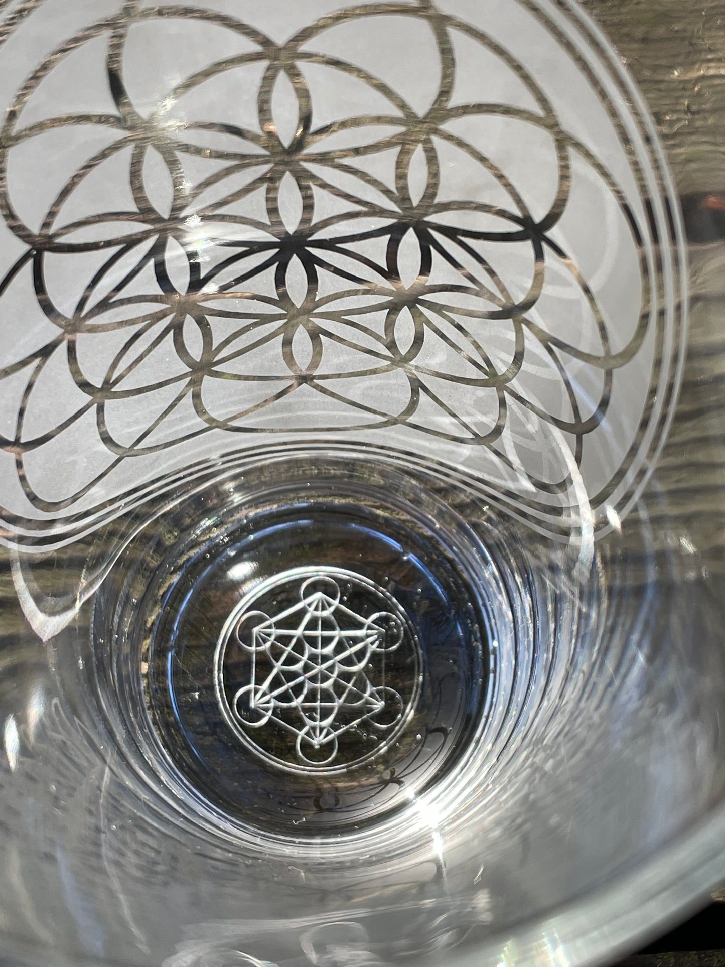 Flower of Life and Ganesha 480ml Etched Pint Glass | Sacred Geometry Drinkware