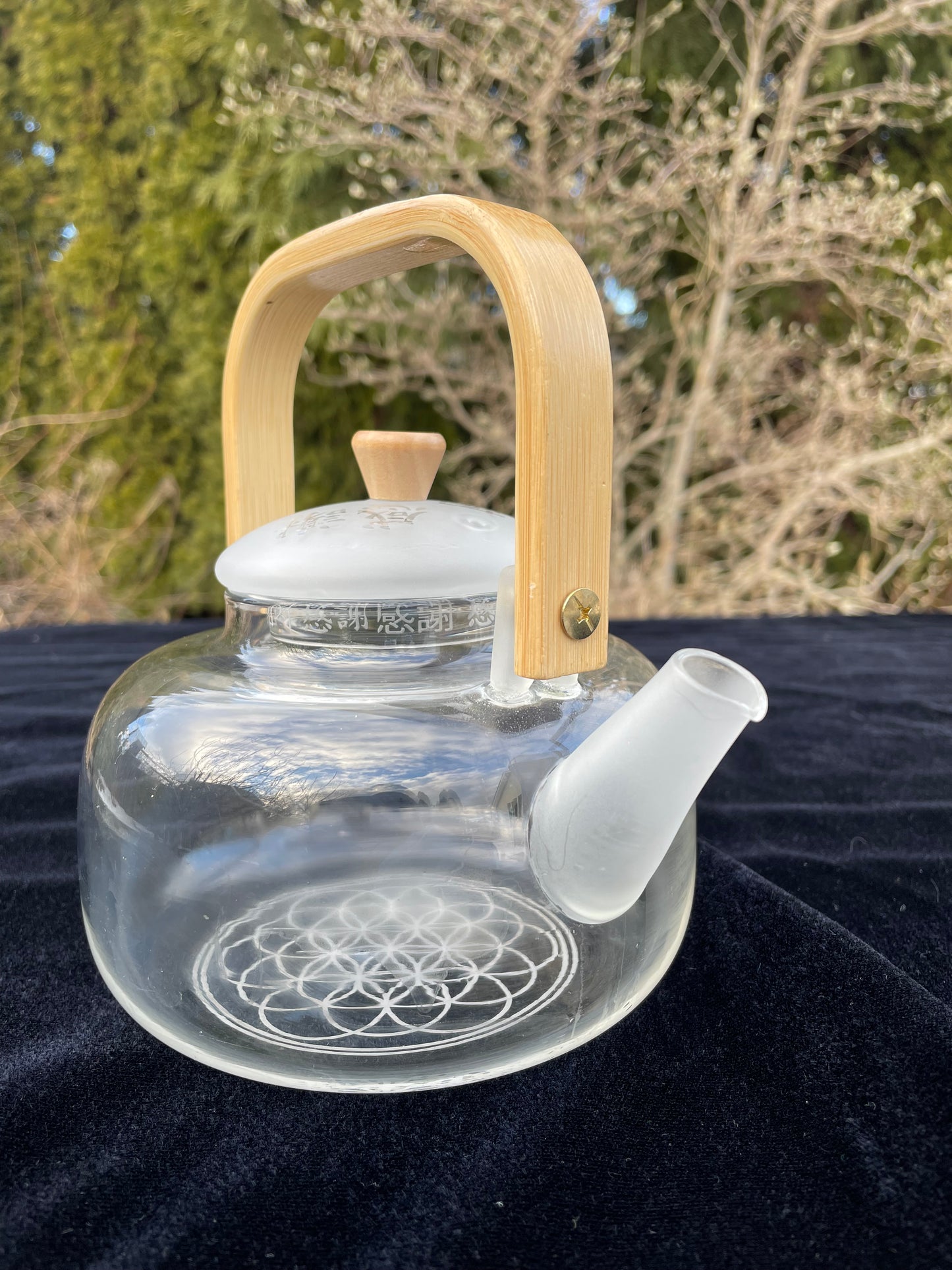 Namgyalma Mantra 1000ml Etched Glass Tea Pot