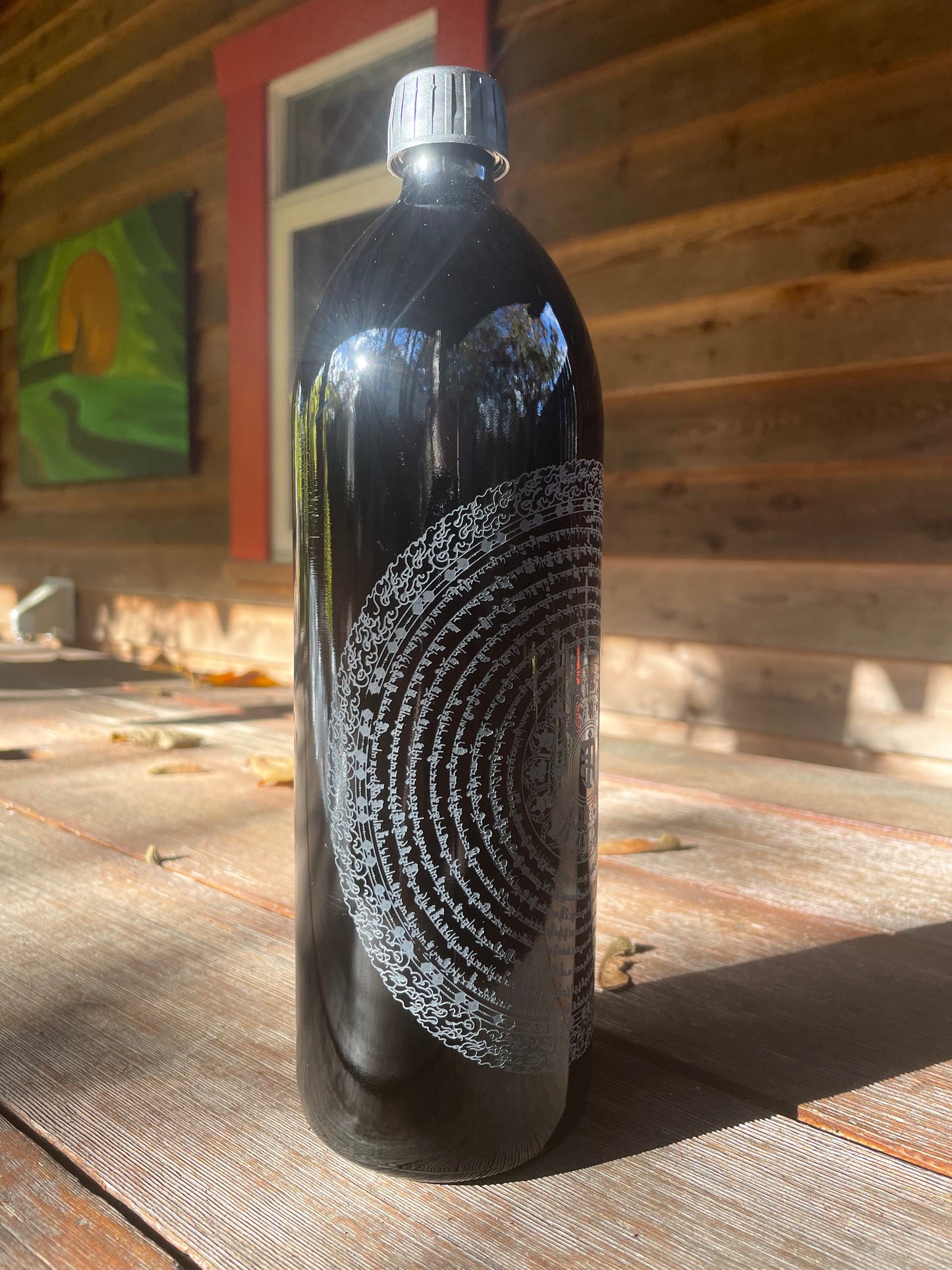 Namgyalma Mantra 1000ml Miron Etched Glass Water Bottle