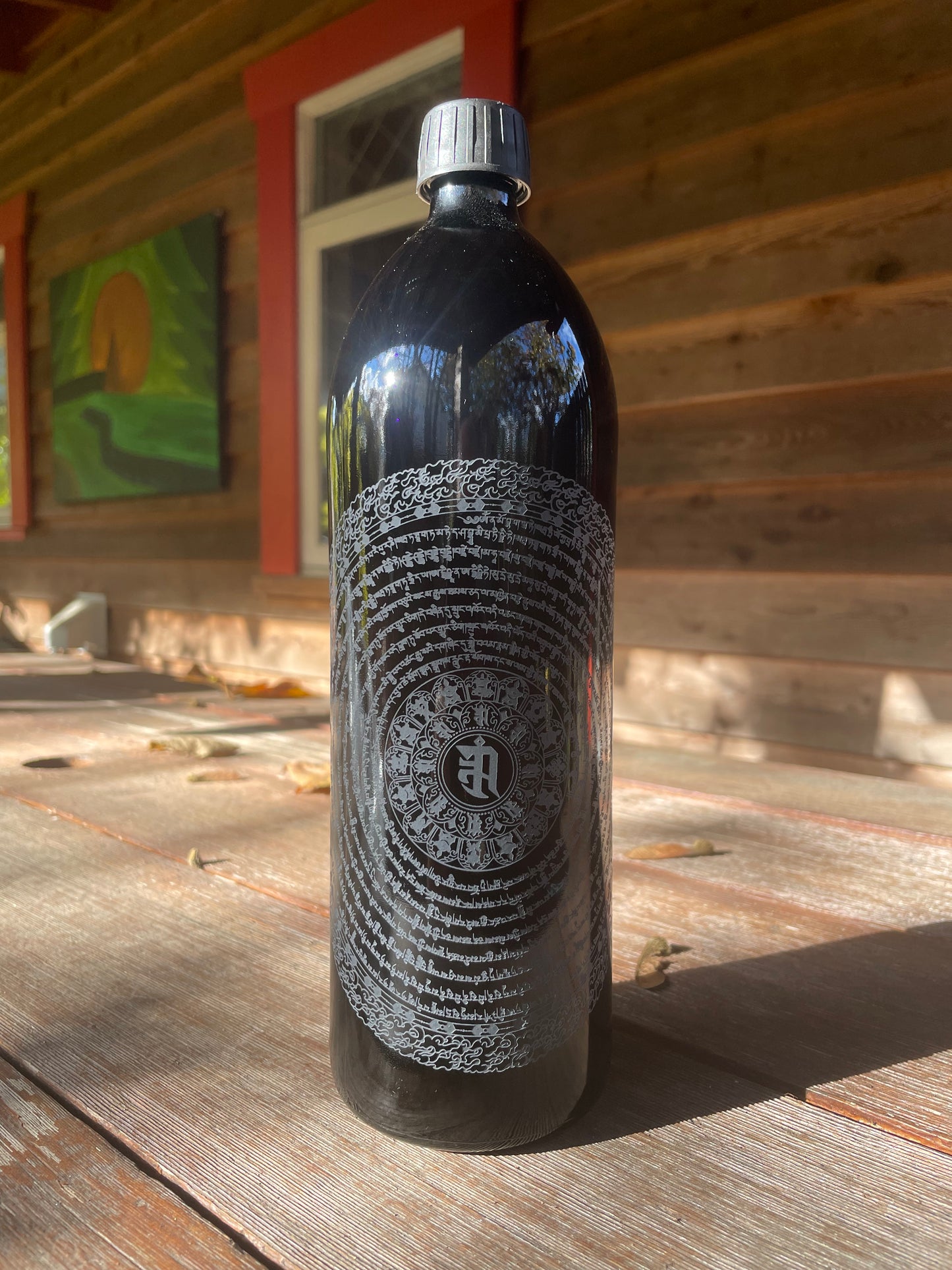Namgyalma Mantra 1000ml Miron Etched Glass Water Bottle