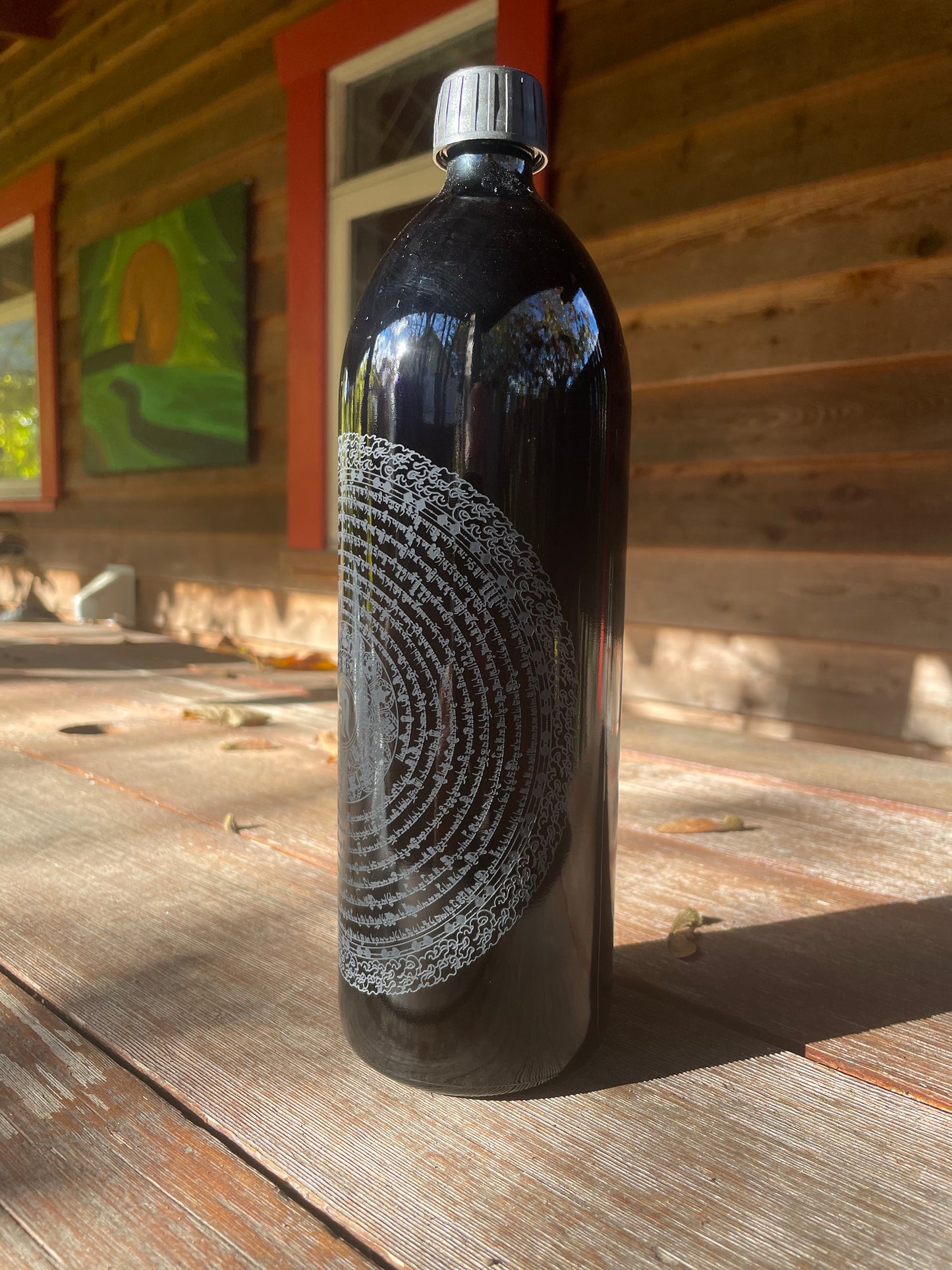 Namgyalma Mantra 1000ml Miron Etched Glass Water Bottle