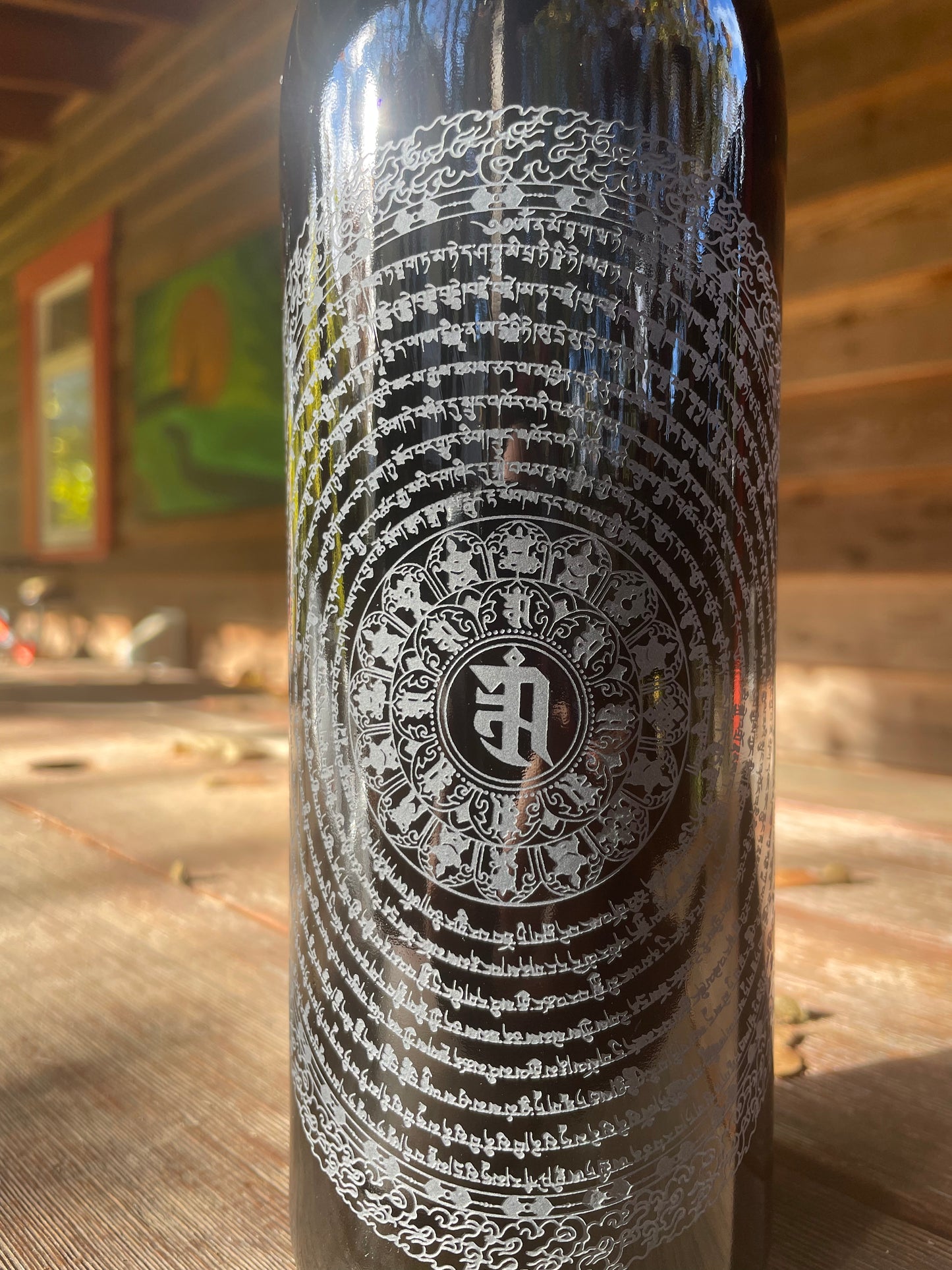 Namgyalma Mantra 1000ml Miron Etched Glass Water Bottle