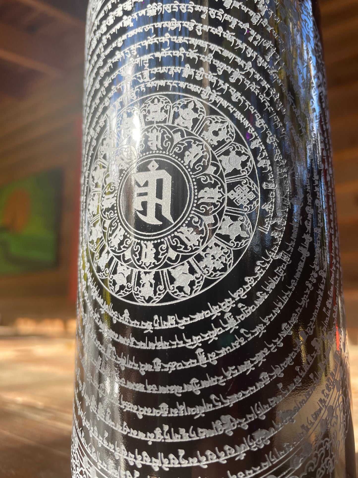Namgyalma Mantra 1000ml Miron Etched Glass Water Bottle