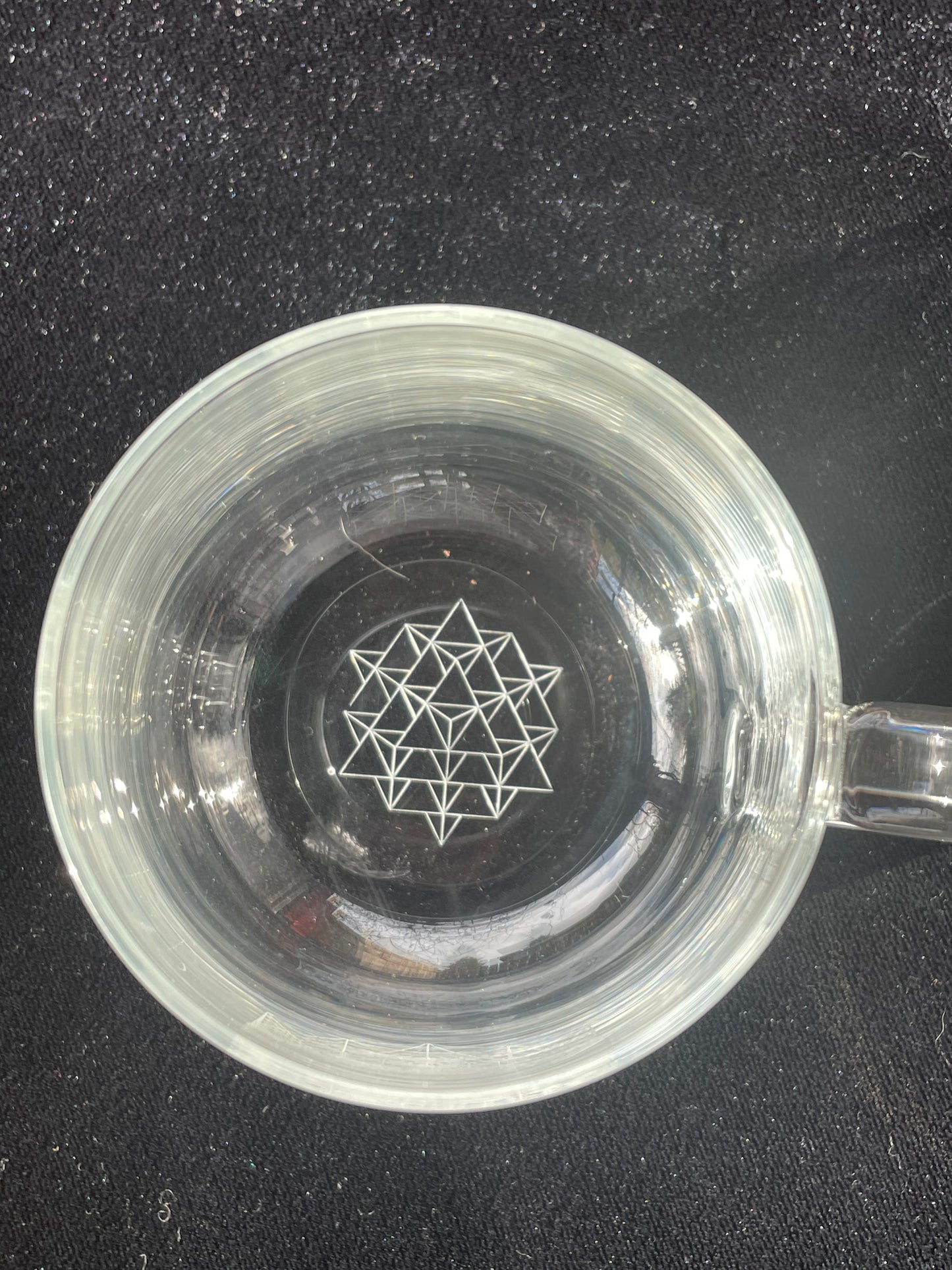 Metatrons cube / Kabbalah Etched 500ml glass mug | Sacred Geometry Drinkware