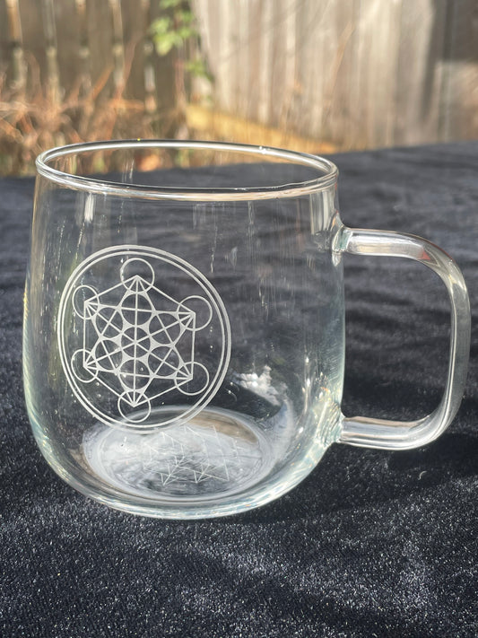 Metatrons cube 500ml glass mug  | Sacred Geometry Drinkware