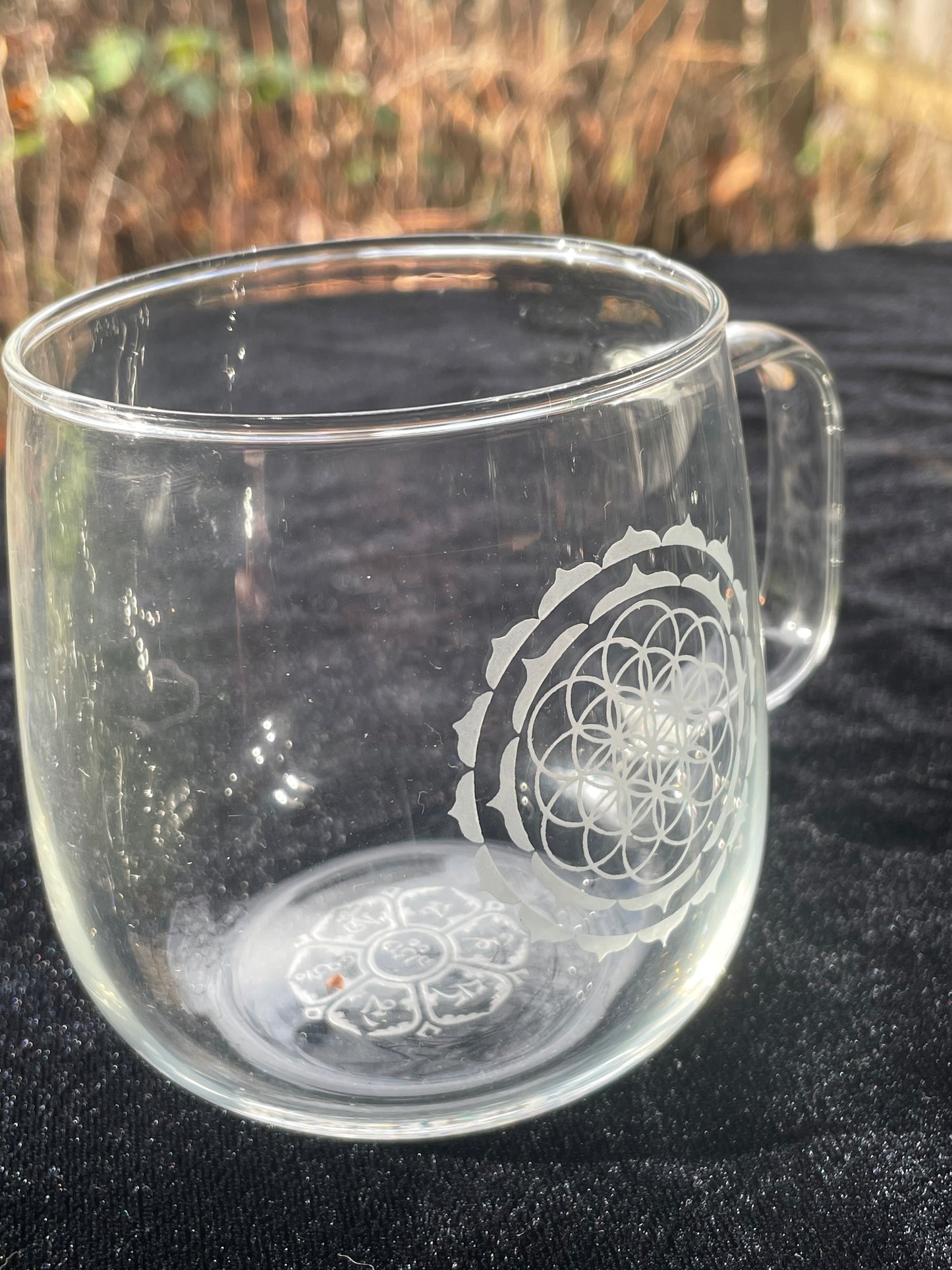 Flower of Life Glass Mug 500ml | Sacred Geometry Drinkware